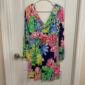 Lilly Pulitzer Resort Navy Travelers Palm Dress.